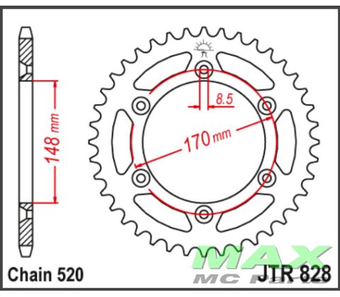 JT Bagkædehjul - JTR828.42 SUZUKI DR600R