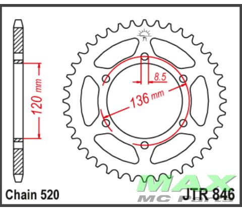 JT Bagkædehjul - JTR846.39 RD350 SZR660