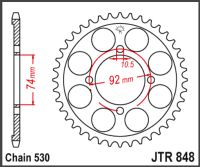 JT Bagkædehjul - JTR848.39 RD350LC RD250