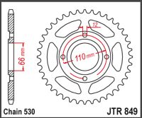 JT Bagkædehjul - JTR849.38 RD250 RD400