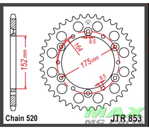 JT Bagkædehjul  - JTA853.49   ALU