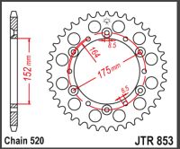 JT Bagkædehjul  - JTR853.50  STEEL