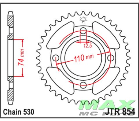 JT Bagkædehjul - JTR854.39 XS400 XS250