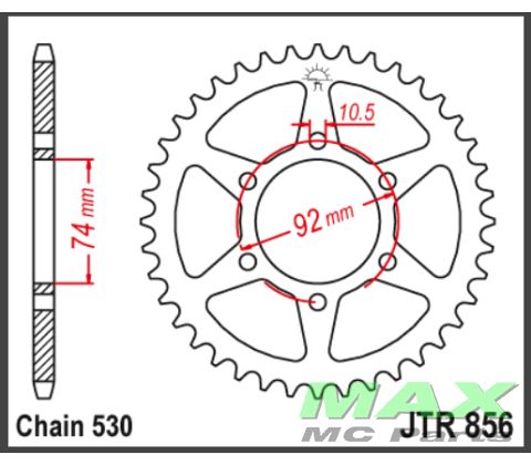 JT Bagkædehjul - JTR856.45 XJ550 MAXIM 