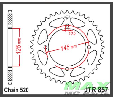 JT Bagkædehjul - JTR857.45 XTZ660 XV250