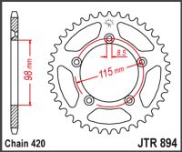 JT Bagkædehjul  - JTR894.46  STEEL