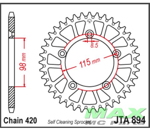 JT Bagkædehjul  - JTA894.50  ALU 65SX
