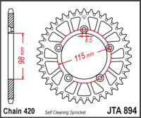 JT Bagkædehjul  - JTA894.50  ALU 65SX