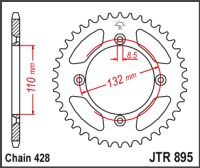 JT Bagkædehjul -JTR895.46 STEEL SX85 04-