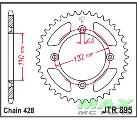 JT Bagkædehjul -JTR895.46 STEEL SX85 04-