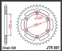 JT Bagkædehjul  - JTR897.49 *SC* STEEL