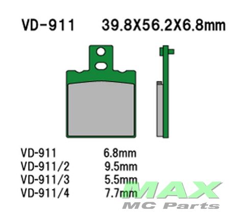 VESRAH Bremseklodser VD911 FF/RR